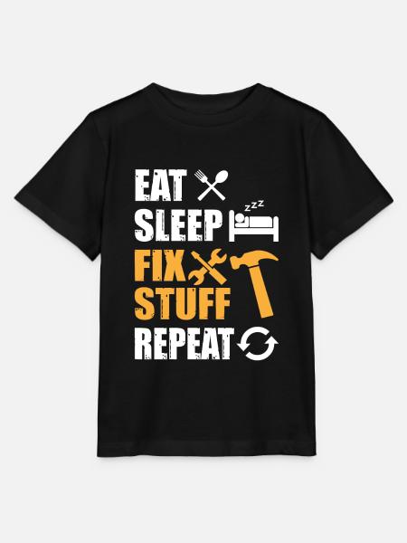 Eat Sleep Fix Stuff Repeat - Stanley/Stella Kinder T-Shirt MINI CREATOR - Schwarz