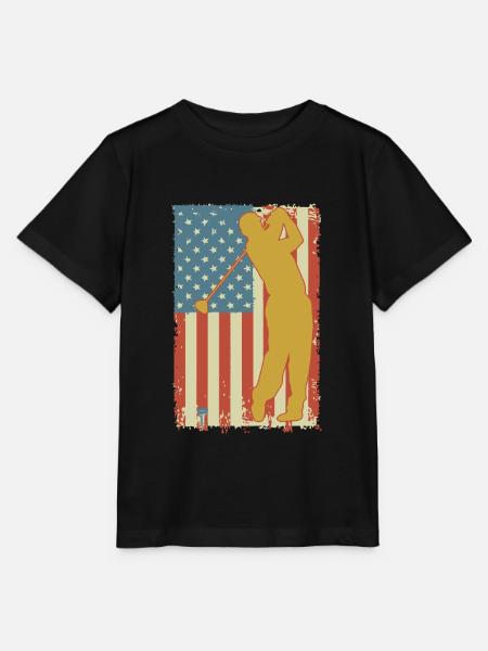 Golfing American Flag - Stanley/Stella Kinder T-Shirt MINI CREATOR - Schwarz