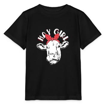 Hay Girl Farmer Funny Cattle Cow Farm Lovers - - Stanley/Stella MINI CREATOR Kids’ T-Shirt - black - Front - Mikhail (115cm)