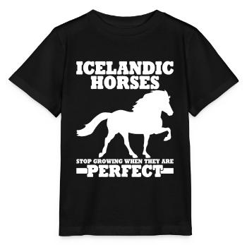 Icelandic horse Tölt Icelandic pony Icelandic horses - Stanley/Stella MINI CREATOR Kids’ T-Shirt - black - Front - Mikhail (115cm)