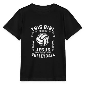 Beachball Cette fille court sur Jésus et volley-ball - T-shirt bio MINI CREATOR Stanley/Stella Enfant - noir - Devant - Mikhail (115cm)