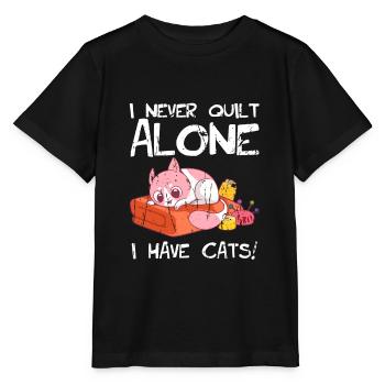 Je ne couds jamais seul j’ai des chats - Chaton Chat - T-shirt bio MINI CREATOR Stanley/Stella Enfant - noir - Devant - Mikhail (115cm)