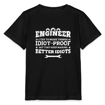 Ingénieur J’essaie de rendre les choses idiotes à l’épreuve - - T-shirt bio MINI CREATOR Stanley/Stella Enfant - noir - Devant - Mikhail (115cm)
