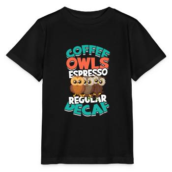 Coffee Owls Espresso Décaféiné régulier - Café décaféiné - T-shirt bio MINI CREATOR Stanley/Stella Enfant - noir - Devant - Mikhail (115cm)