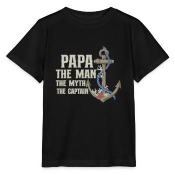 Bateau Papa Capitaine de bateau Ponton Marin Croisière - T-shirt bio MINI CREATOR Stanley/Stella Enfant - noir - Devant - Mikhail (115cm)
