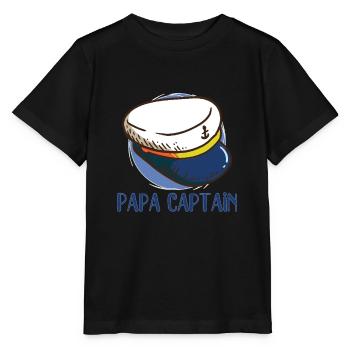 Bateau Papa Capitaine de bateau Ponton Marin Croisière - T-shirt bio MINI CREATOR Stanley/Stella Enfant - noir - Devant - Mikhail (115cm)