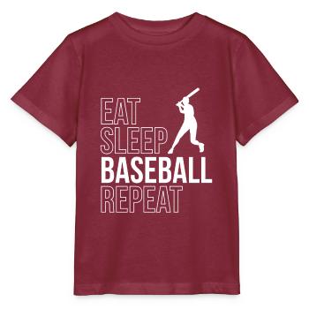 Eat Sleep Baseball Repeat Shirt Gift - Stanley/Stella MINI CREATOR Kids’ T-Shirt - burgundy - Front - Kain (125cm)