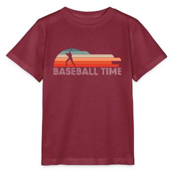 Vintage Retro Baseball Time Shirt Gift - Stanley/Stella MINI CREATOR Kids’ T-Shirt - burgundy - Front - Kain (125cm)