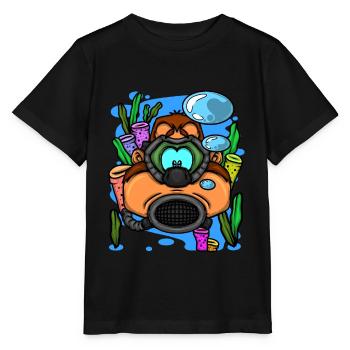 Scuba Diver Monkey Diving Goggles Scuba Diving - T-shirt bio MINI CREATOR Stanley/Stella Enfant - noir - Devant - Mikhail (115cm)