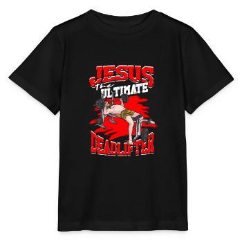 Jesus der ultimative Kreuzheber - Gym Kreuzheben - Stanley/Stella Kinder T-Shirt MINI CREATOR  - Schwarz - Vorne - Mikhail (115cm)