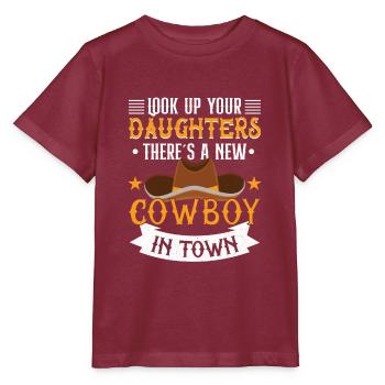 Cowboy Barn Bull Rider Rodeo Country Western - T-shirt bio MINI CREATOR Stanley/Stella Enfant - bordeaux - Devant - Kain (125cm)