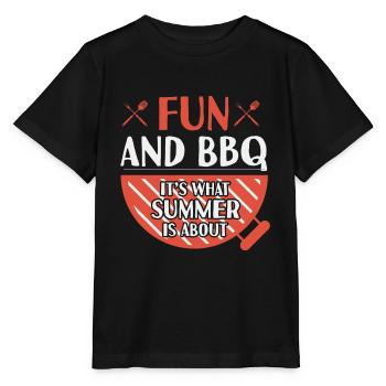 Fun And BBQ Summer Grilling Barbecue - Stanley/Stella MINI CREATOR Kids’ T-Shirt - black - Front - Mikhail (115cm)
