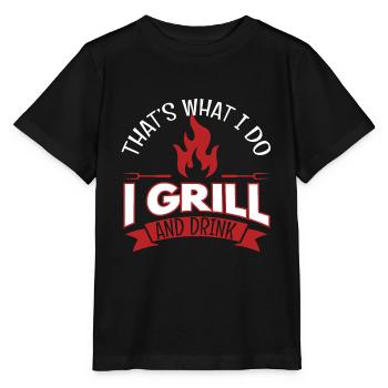 I Grill And Drink Grilling BBQ - Stanley/Stella MINI CREATOR Kids’ T-Shirt - black - Front - Mikhail (115cm)