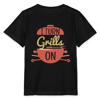 I Turn Grills On Grilling Pun BBQ - Stanley/Stella MINI CREATOR Kids’ T-Shirt - black - Front - Mikhail (115cm)