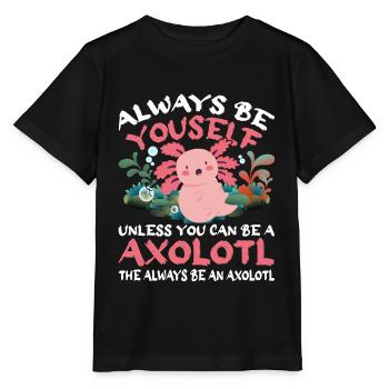 Axolotl Amphibie Lurch Salamander - Stanley/Stella Kinder T-Shirt MINI CREATOR  - Schwarz - Vorne - Mikhail (115cm)