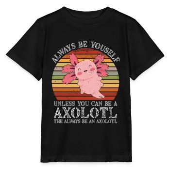 Salamandre amphibienne Axolotl - T-shirt bio MINI CREATOR Stanley/Stella Enfant - noir - Devant - Mikhail (115cm)