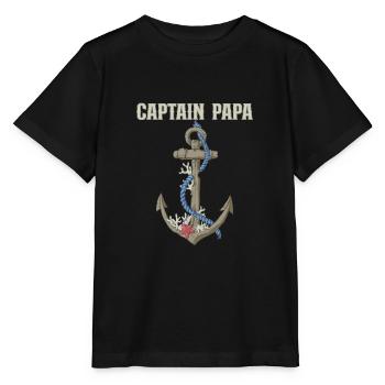 Bateau Papa Capitaine de bateau Ponton Marin Croisière - T-shirt bio MINI CREATOR Stanley/Stella Enfant - noir - Devant - Mikhail (115cm)
