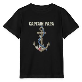 Bateau Papa Capitaine de bateau Ponton Marin Croisière - T-shirt bio MINI CREATOR Stanley/Stella Enfant - noir - Devant - Mikhail (115cm)