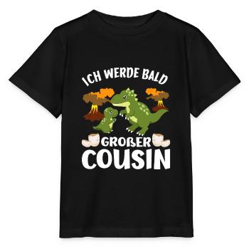Ich werde bald großer Cousin Dinosaurier Cousins - Stanley/Stella Kinder T-Shirt MINI CREATOR  - Schwarz - Vorne - Mikhail (115cm)