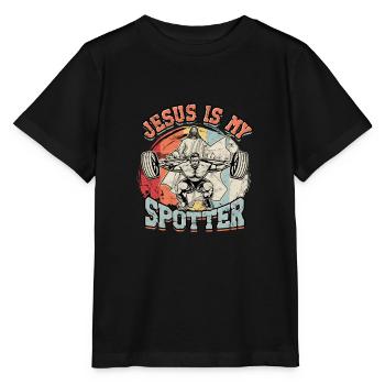 Jésus est mon observateur - Muscle Powerlifting Body - T-shirt bio MINI CREATOR Stanley/Stella Enfant - noir - Devant - Mikhail (115cm)