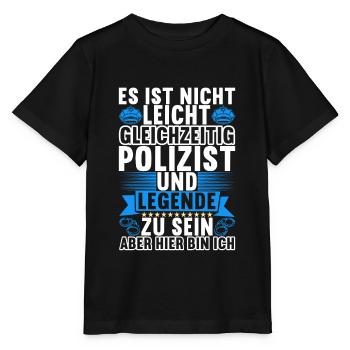 Polizei Polizist - Stanley/Stella Kinder T-Shirt MINI CREATOR  - Schwarz - Vorne - Mikhail (115cm)