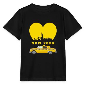 New York NY Cœur jaune taxi Liberté - T-shirt bio MINI CREATOR Stanley/Stella Enfant - noir - Devant - Mikhail (115cm)