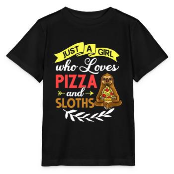 Faultier Pizza Lieferung Pizzeria Italienisch - Stanley/Stella Kinder T-Shirt MINI CREATOR  - Schwarz - Vorne - Mikhail (115cm)