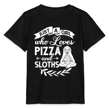 Faultier Pizza Lieferung Pizzeria Italienisch - Stanley/Stella Kinder T-Shirt MINI CREATOR  - Schwarz - Vorne - Mikhail (115cm)