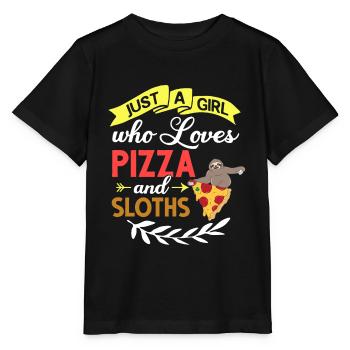 Faultier Pizza Lieferung Pizzeria Italienisch - Stanley/Stella Kinder T-Shirt MINI CREATOR  - Schwarz - Vorne - Mikhail (115cm)