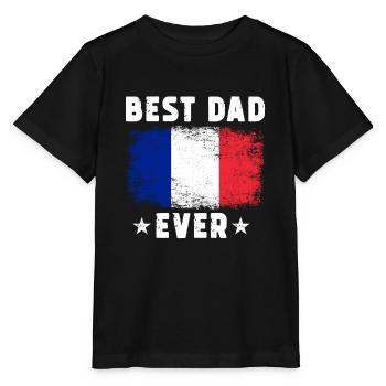 French Father Best Dad ever France Papa - Stanley/Stella MINI CREATOR Kids’ T-Shirt - black - Front - Mikhail (115cm)