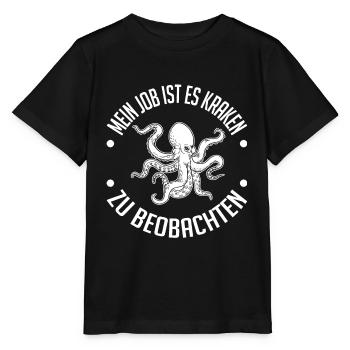 Meeresbiologe Kraken Meeresforscher Oktopus - Stanley/Stella Kinder T-Shirt MINI CREATOR  - Schwarz - Vorne - Mikhail (115cm)