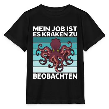 Meeresbiologe Kraken Meeresforscher Oktopus - Stanley/Stella Kinder T-Shirt MINI CREATOR  - Schwarz - Vorne - Mikhail (115cm)