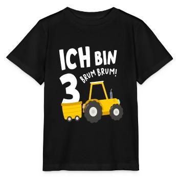 3. Geburtstag Traktor 3 Jahre Kindergeburtstag - Stanley/Stella Kinder T-Shirt MINI CREATOR  - Schwarz - Vorne - Mikhail (115cm)