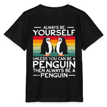 Penguin Penguin Penguin Penguin Lovers - Stanley/Stella MINI CREATOR Kids’ T-Shirt - black - Front - Mikhail (115cm)
