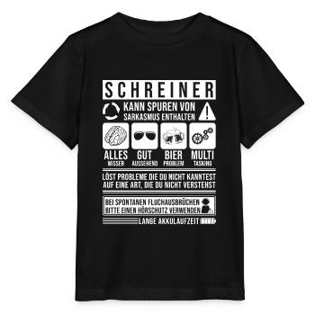 Schreiner Geschenk Witziges Geschenk für Schreiner - Stanley/Stella Kinder T-Shirt MINI CREATOR  - Schwarz - Vorne - Mikhail (115cm)