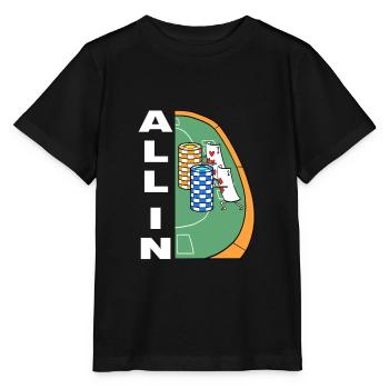 Joueur de poker 7 et 2 cartes de poker All In Poker - T-shirt bio MINI CREATOR Stanley/Stella Enfant - noir - Devant - Mikhail (115cm)