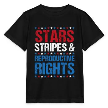 Stars Stripes Reproductive Rights July 4th - Stanley/Stella MINI CREATOR Kids’ T-Shirt - black - Front - Mikhail (115cm)
