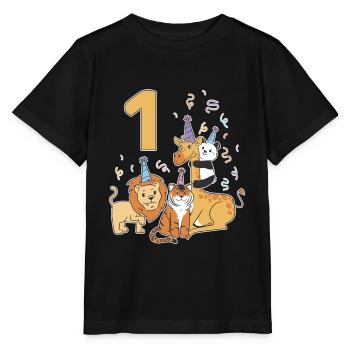 1 Année 1 Animaux Zoo 1er Anniversaire Enfants Cadeau - T-shirt bio MINI CREATOR Stanley/Stella Enfant - noir - Devant - Mikhail (115cm)