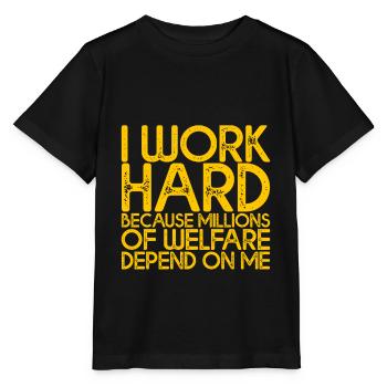 Work Hard - Millions Of Welfare Depend On Me 4 - Stanley/Stella Kinder T-Shirt MINI CREATOR  - Schwarz - Vorne - Mikhail (115cm)