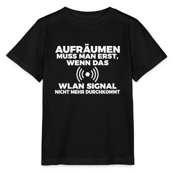 WLAN Signal Zimmer aufräumen Informatiker Spruch - Stanley/Stella Kinder T-Shirt MINI CREATOR  - Schwarz - Vorne - Mikhail (115cm)