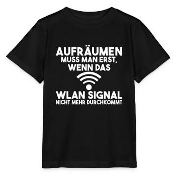 WLAN Signal aufräumen Computer und Streamer - Stanley/Stella Kinder T-Shirt MINI CREATOR  - Schwarz - Vorne - Mikhail (115cm)