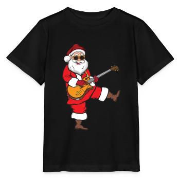 Gitarren Weihnachten Hardrock Santa Gitarrist - Stanley/Stella Kinder T-Shirt MINI CREATOR  - Schwarz - Vorne - Mikhail (115cm)