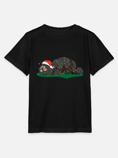 Katzen Weihnachten Kätzchen Lichterkette Ugly Xmas - Stanley/Stella Kinder T-Shirt MINI CREATOR  - Schwarz