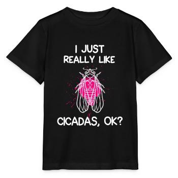 I Just Really Like Cicadas - Stanley/Stella MINI CREATOR Kids’ T-Shirt - black - Front - Mikhail (115cm)
