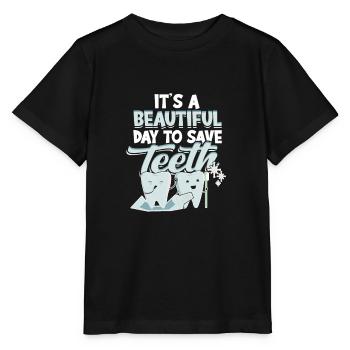 It's a beautiful day to save teeth - dentist - Stanley/Stella MINI CREATOR Kids’ T-Shirt - black - Front - Mikhail (115cm)