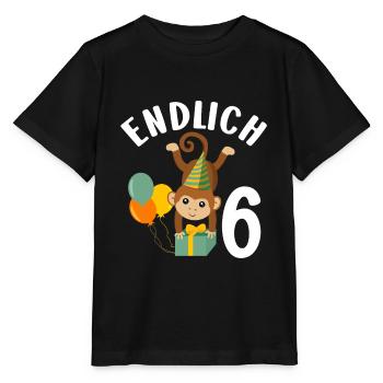 6. Geburtstag 6 Jahre Affen Motiv Jungen Geschenk - Stanley/Stella Kinder T-Shirt MINI CREATOR  - Schwarz - Vorne - Mikhail (115cm)