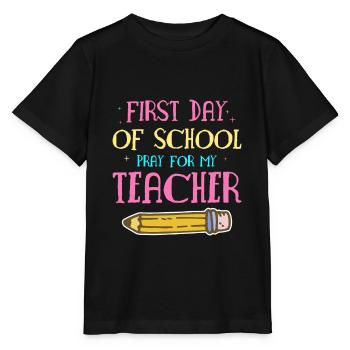 Premier jour d’école priez pour mon professeur Lehrer - T-shirt bio MINI CREATOR Stanley/Stella Enfant - noir - Devant - Mikhail (115cm)
