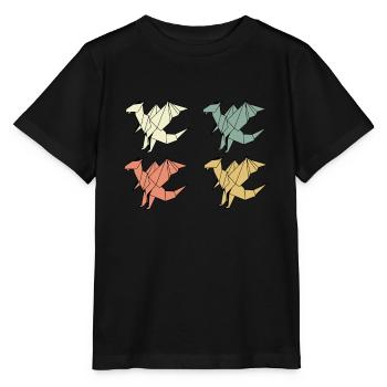 Origami Drachen - Stanley/Stella Kinder T-Shirt MINI CREATOR  - Schwarz - Vorne - Mikhail (115cm)