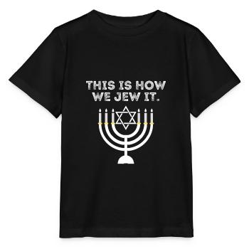 Jüdisches Chanukka-Menora-Geschenk So wie wir es juden - Stanley/Stella Kinder T-Shirt MINI CREATOR  - Schwarz - Vorne - Mikhail (115cm)