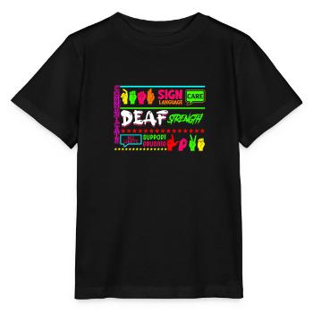 Sensibilisation aux sourds Soins en langue des signes Communiquer - T-shirt bio MINI CREATOR Stanley/Stella Enfant - noir - Devant - Mikhail (115cm)
